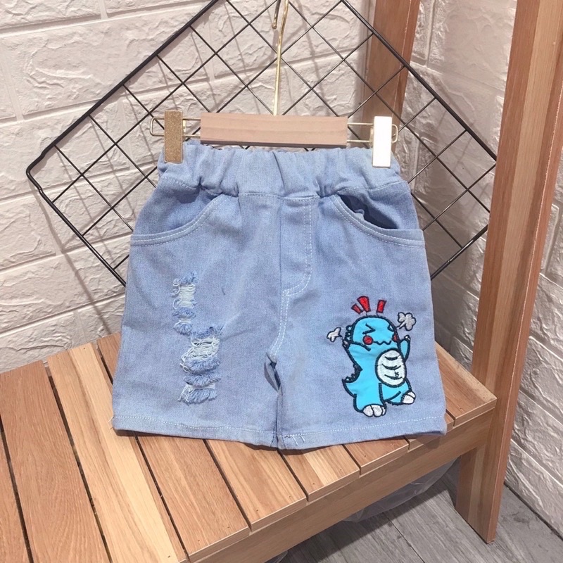 Quần sooc bò mẫu khủng long cho bé trai bé gái