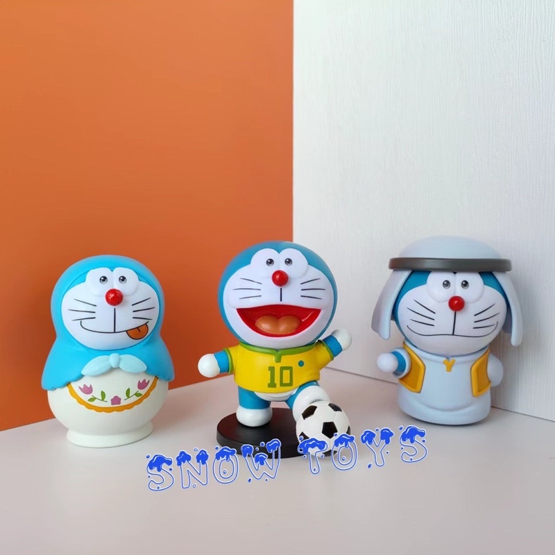 Mô hình Doraemon - 6 tư thế Doremon Cosplay Tượng nữ thần tự do Mỹ boxing búp bê Nga Bóng đá Brazil Ả rập Hàn Quốc