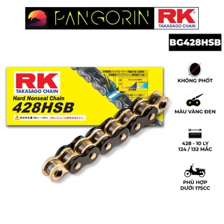 Sên xe máy RK Takasago chain mã BG-428-HSB, màu vàng đen, không phốt cao su, kích thước 10 ly - 428, 132 mắc sên