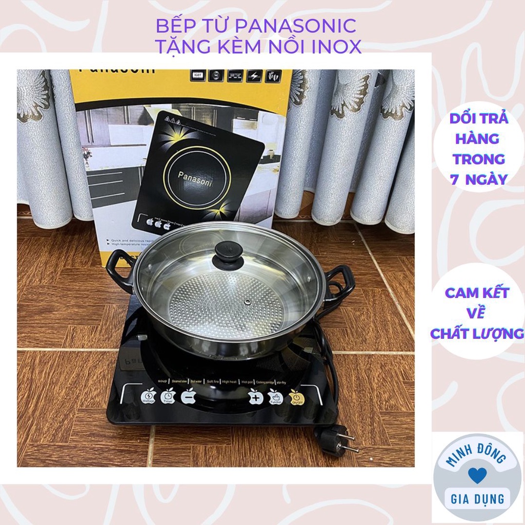 Bếp từ Panasonic Tặng Kèm Nồi Inox, Công Suất 2000W Phím Cảm Ứng Mặt Kính Cường Lực Chống Vỡ Xước Chịu Nhiệt
