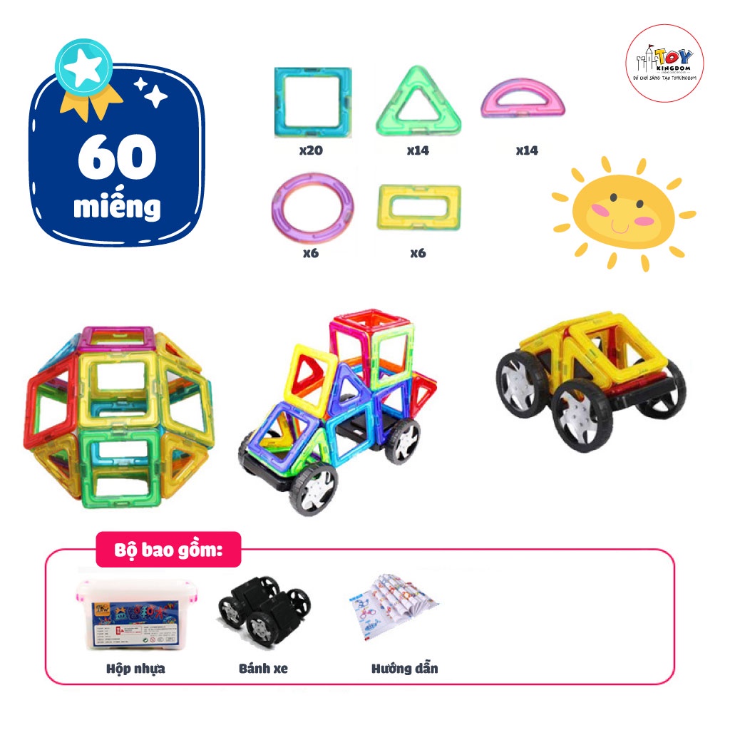Đồ Chơi Xếp Hình Nam Châm Cao Cấp Ahihi Theo Chủ Đề - Tặng Hộp Đựng