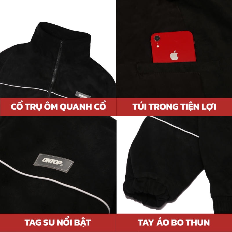 Áo khoác nam nữ form rộng nỉ, cổ trụ Underline Jacket local brand ONTOP | O17-AK2