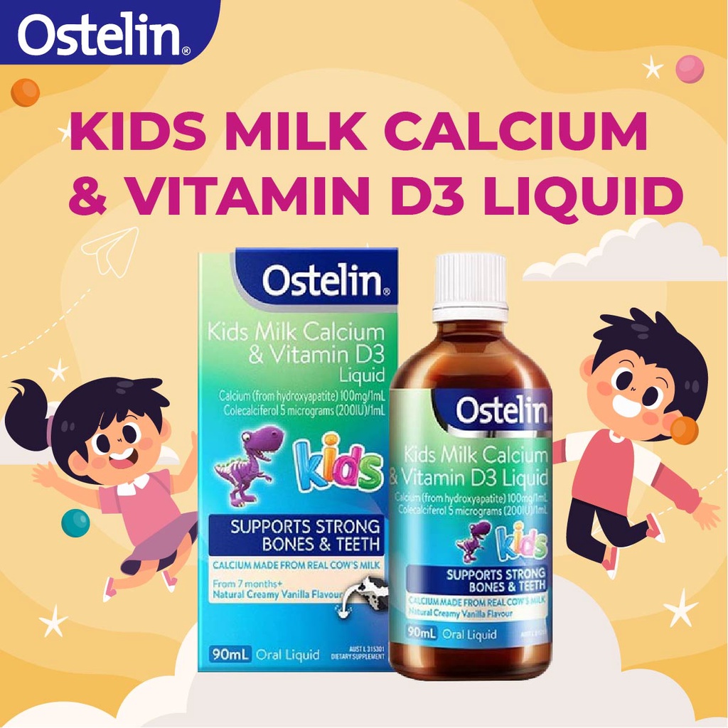 Ostelin bổ sung canxi cho bé và vitamin D3 Kids Milk Calcium & Vitamin D3 Liquid 90ml của Úc