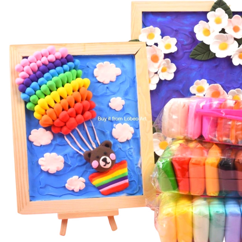 Combo đất sét tự khô Nhật 12 màu an toàn nặn hình cao cấp siêu nhẹ dành cho bé Đất nặn