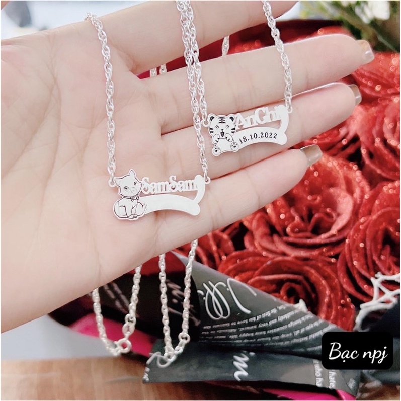 Dây chuyền khắc tên theo yêu cầu dày dặn, vòng cổ nữ Bạc Ta - Bạc Npj