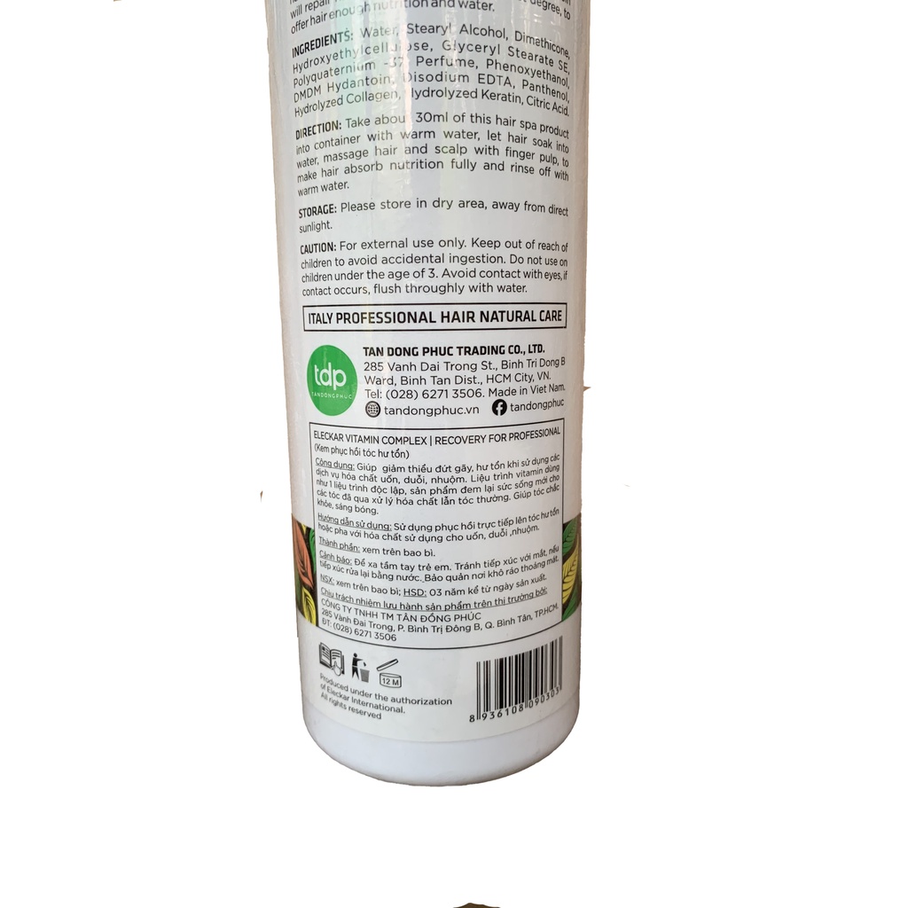 Kem phục hồi tóc hư tổn Eleckar Recovery 500ml