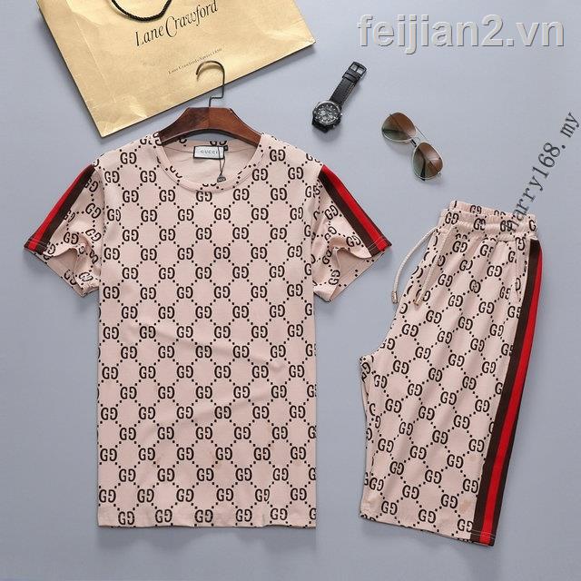 New_gucci set Áo Thun + Quần Short Thời Trang Mùa Hè M3409