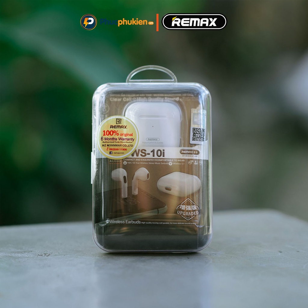 Tai nghe bluetooth không dây True Wireless Remax TWS 10i kiểu dáng earbuds âm thanh Hifi có mic thoại cảm ứng đổi tên