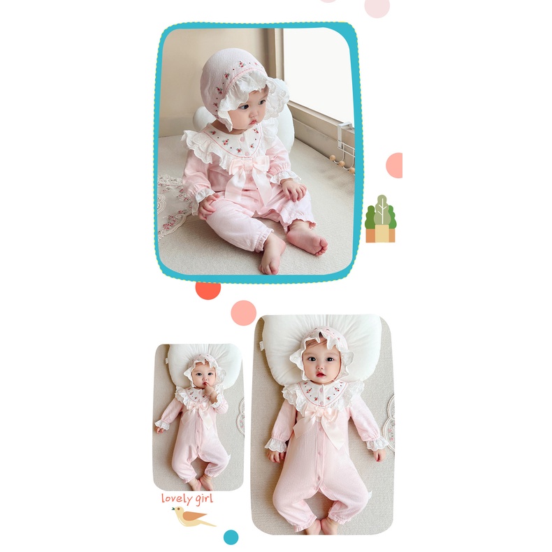 Sét body tiểu thư đầy tháng/ thôi nôi IDEA cao cấp cho bé gái hoa thêu ren