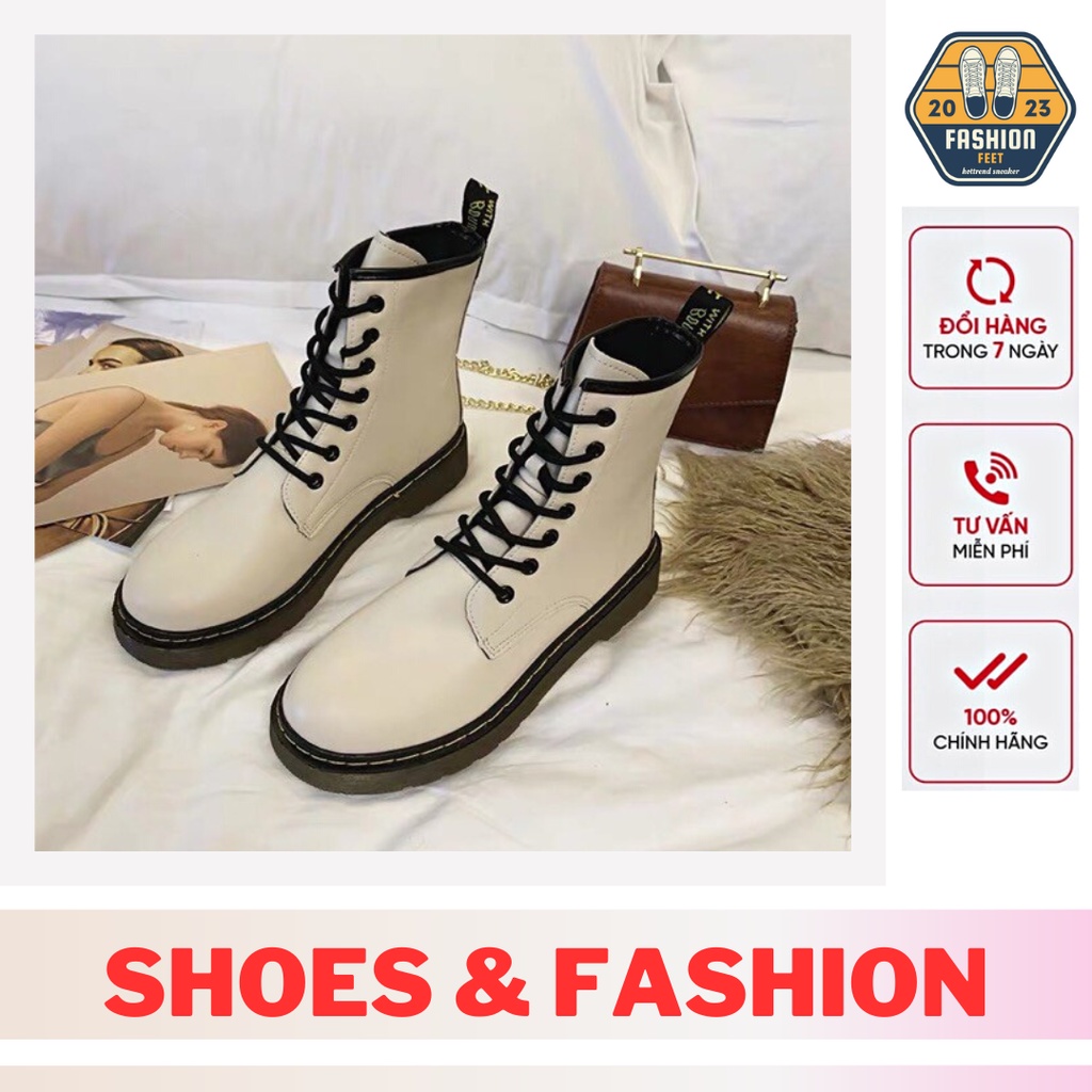 🔴 2 Màu 🔴 Giày bốt Martins phong cách boots ulzzang nữ cao cổ đế dày