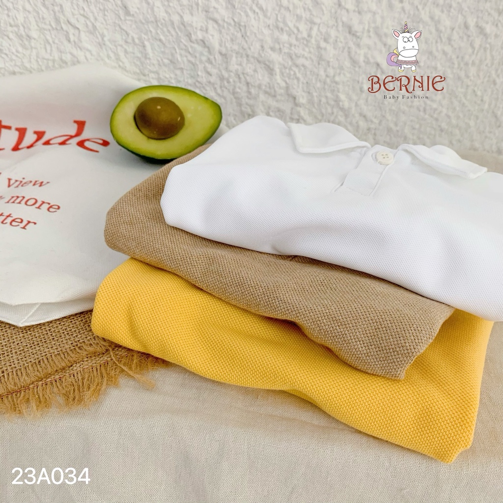 Áo phông polo trơn basic cộc tay Bernie cho bé trai bé gái