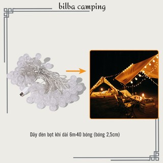 Dây đèn Led bọt khí dài 6m-40 bóng chân cắm usb và pin dùng trang trí khi đi cắm trại dã ngoại - Billba Camping