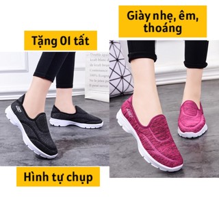 Giày bata, giày lười nữ đi bộ, tập gym siêu êm, nhẹ, HÌNH THẬT, TẶNG TẤT