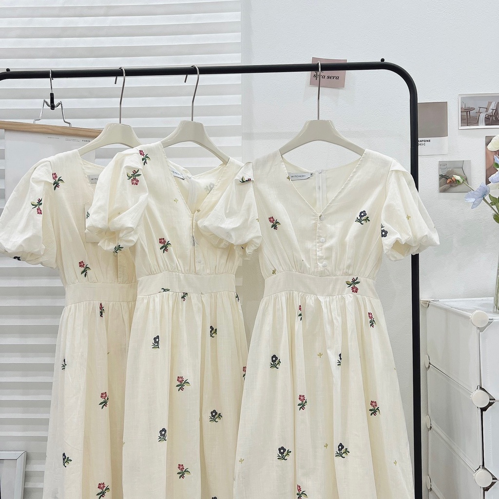 Váy Hoa nhí Glandie chất thô, thắt nơ sau Lưng.