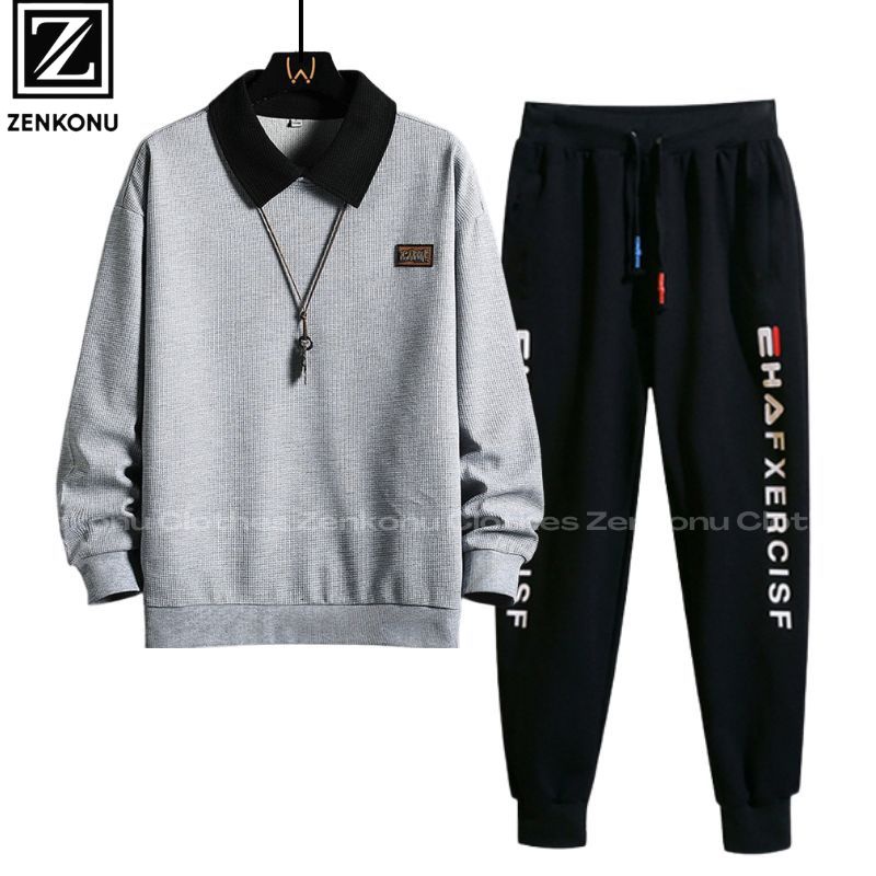 Set Bộ Đồ Áo Nỉ Nam Thu Đông Dài Tay Cổ Polo Phối Quần Dài Jogger Thời Trang Zenkonu TOP NAM 248 + QUAN NAM 069