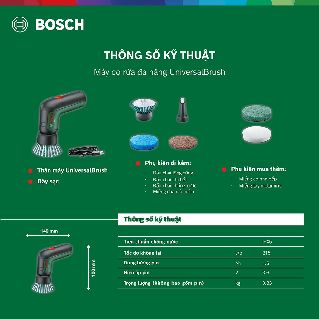 Máy cọ rửa vệ sinh đa năng dùng pin BOSCH UNIVERSALBRUSH