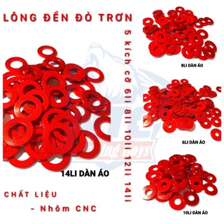 Long đền nhôm màu đỏ 6li 8li 10li 12li 14li được tiện chi tiết tỉ mỉ dày dặn