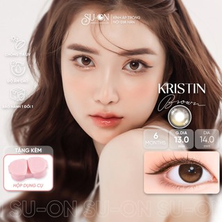 Lens cận nâu sáng nhẹ nhàng KRISTIN BROWN, kính áp tròng Hàn Quốc chính hãng 14.0mm,  siêu êm 6 tháng
