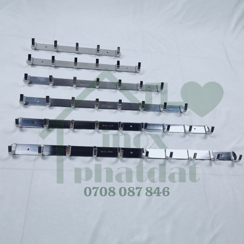 Móc treo đồ nhà tắm Inox 304 PHÁT ĐẠT  không rỉ sét, Móc áo inox dẹp, giá treo inox :