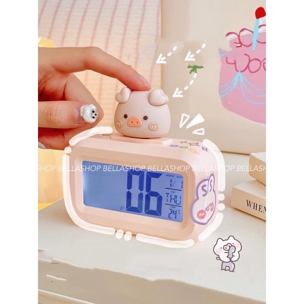 Đồng Hồ Mini Để Bàn Báo Thức Hẹn Giờ Có Đèn Led Cute Trang Trí Decor Bàn Học