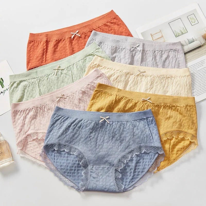 [Hộp 5 chiếc] Quần lót MUJI nữ, quần chip cotton kẻ tăm xuất Nhật