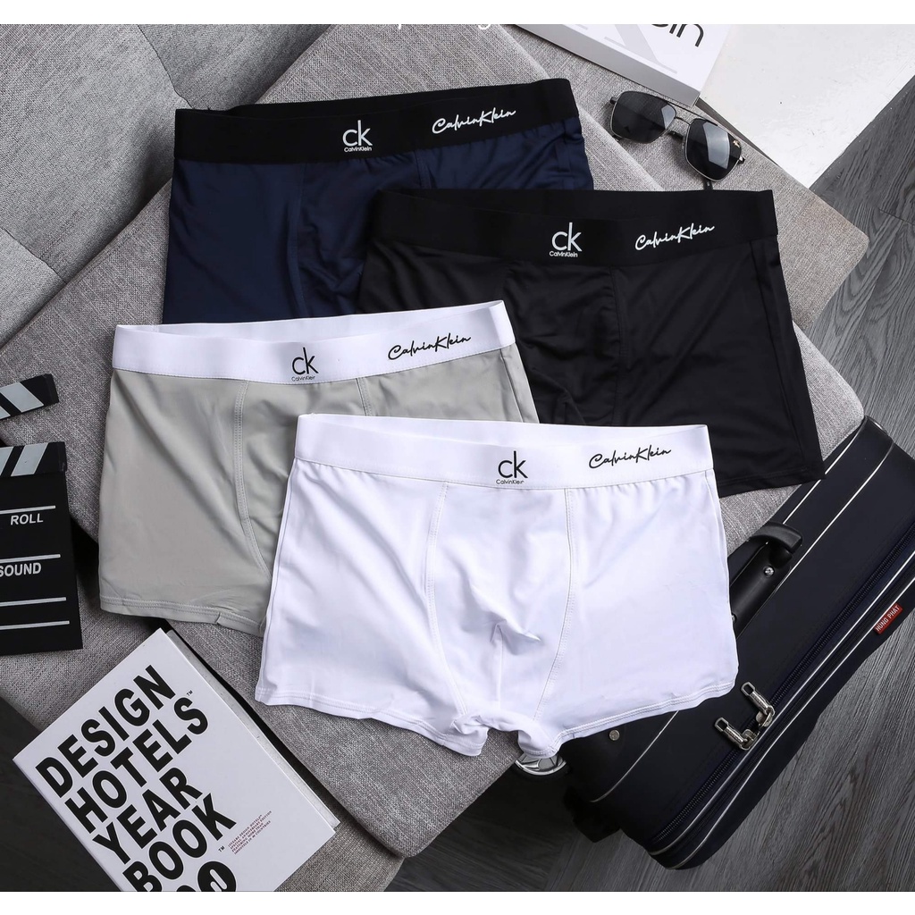 Quần lót nam, quần boxer họa tiết ck cao cấp chất thun lạnh kháng khuẩn co giãn 4 chiều - CK