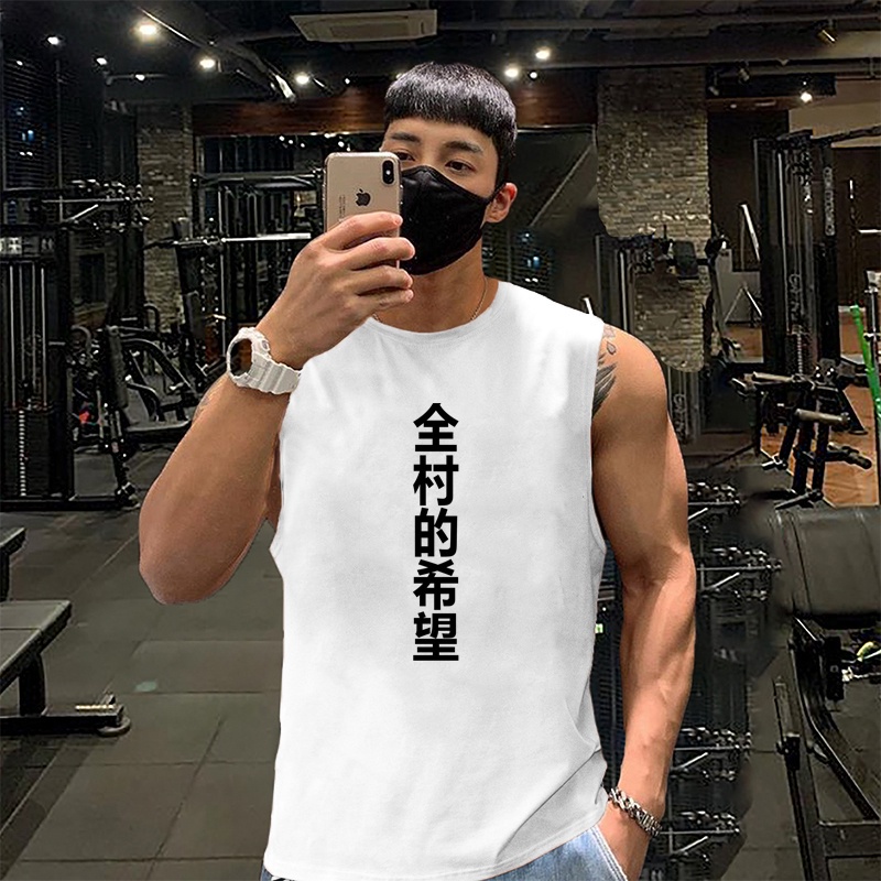 Áo ba lỗ nam , Áo tanktop nam tập gym bóng rỗ Hình 𝑪𝑯𝑼̛̃ 𝑵𝑯𝑨̣̂𝑻 vải cotton nhiều màu đủ size