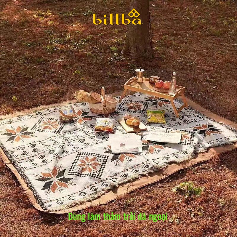 Thảm trải dã ngoại thổ cẩm, khăn trải bàn sofa decor cắm trại picnic ngoài trời phong cách Vintage BB4121  - Billba Camp