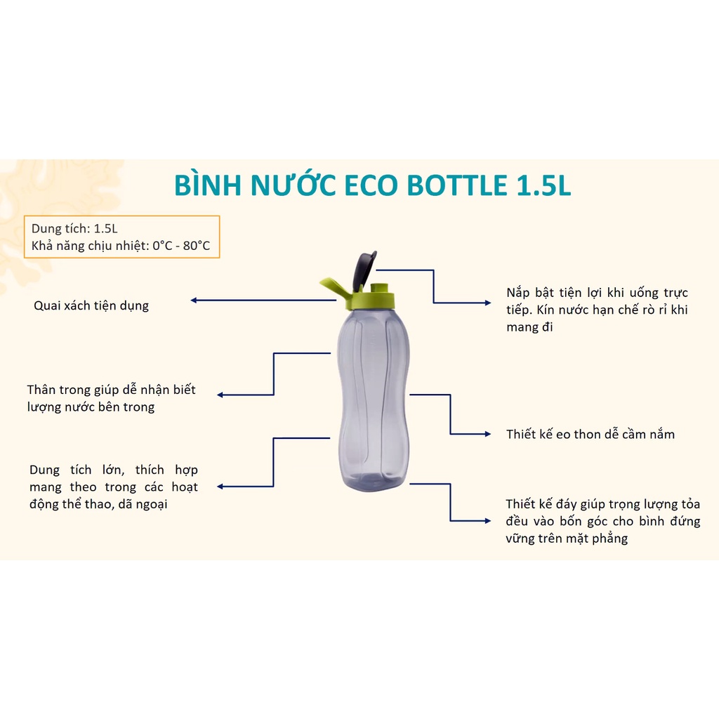 Bình nước Tupperware Eco bottle 1.5L