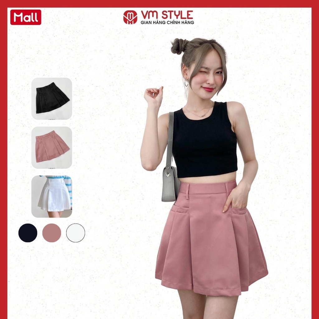 Chân váy ngắn VMSTYLE dáng xòe xếp ly 2 bên 812 - CVN00049