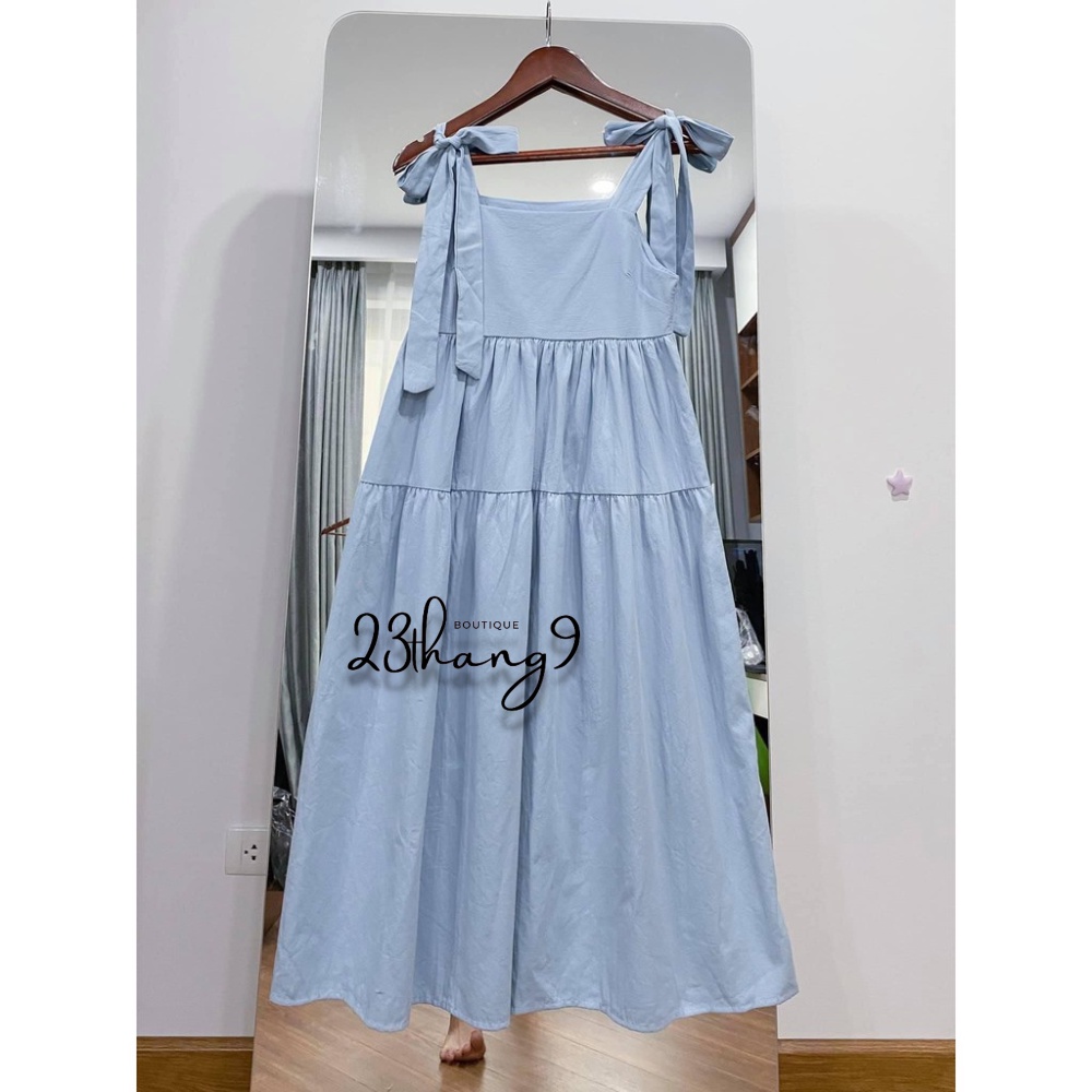 Váy đầm Babydoll, 2 dây buộc nơ Hàn Quốc kiểu dáng đơn giản mặc đi du lịch hoặc đi dạo phố siêu duyên dáng siêu đẹp V133 | BigBuy360 - bigbuy360.vn