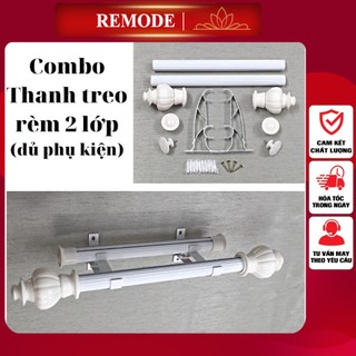 Thanh treo rèm❤️Combo thanh treo rèm 1 lớp, 2 lớp đủ phụ kiện từ 1m đến 2m
