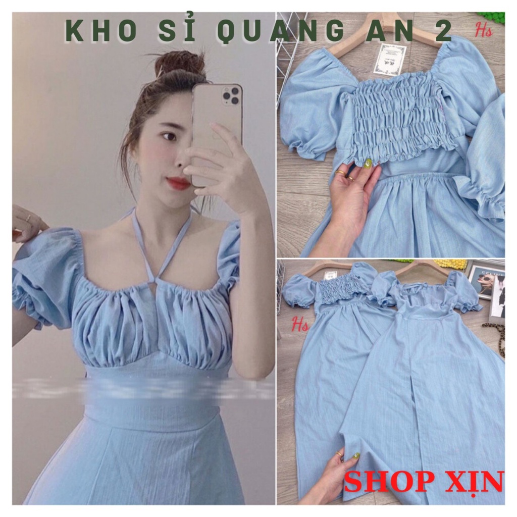 Đầm Thiết Kế Nhún Ngực Hở Lưng Chun Hàng Cao Cấp Siêu Đẹp Tôn Dáng
