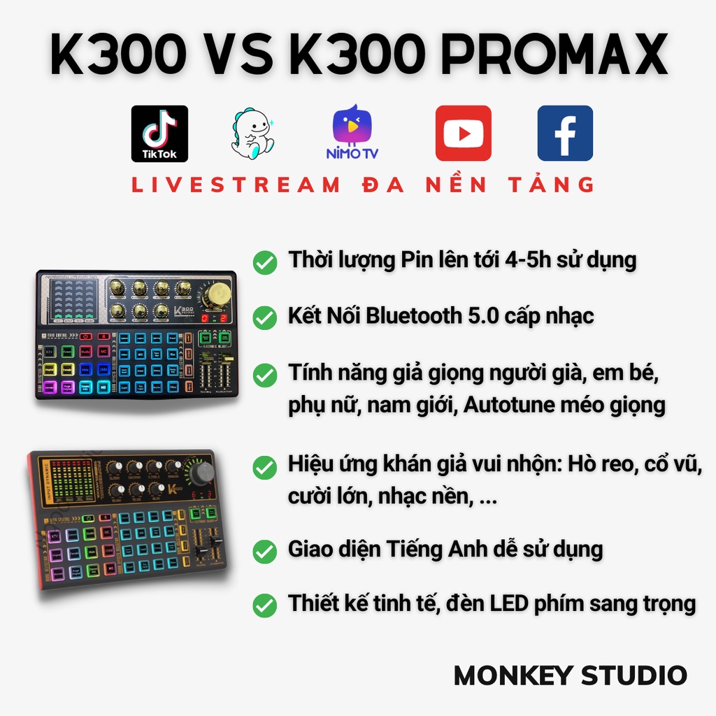 Mic Livestream | Micro thu âm Sound Card K300 & Mic BM900 Hát Livestream Điện Thoại Chuyên Nghiệp, Monkey Studio | BigBuy360 - bigbuy360.vn