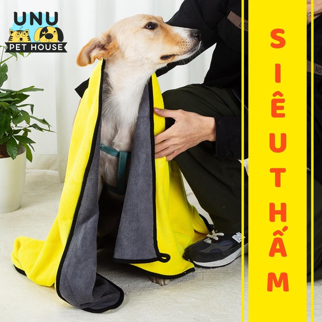 Khăn tắm cho chó mèo siêu thấm hút được làm từ micro fiber không xù lông, không bám bụi, chất dày dặn – UNU Pet House