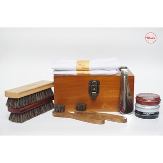 [Mua 1 được 6] Bộ dụng cụ đánh giày da cơ bản 1 + hộp gỗ bền đẹp