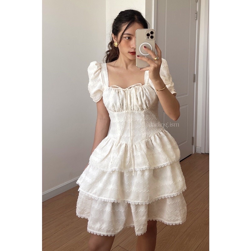 Đầm xoè 3 tầng tay phồng carina dress - darling.ism