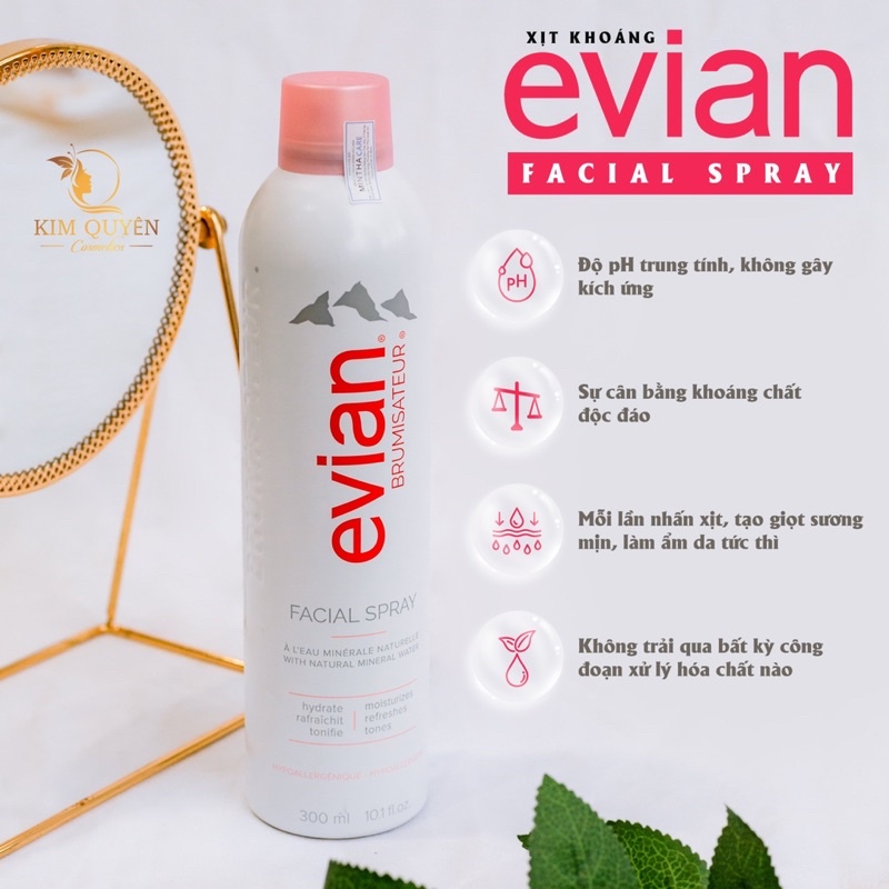 Xịt Khoáng Evian Cung Cấp Ẩm Và Làm Dịu Da - Kim Quyên Cosmetics