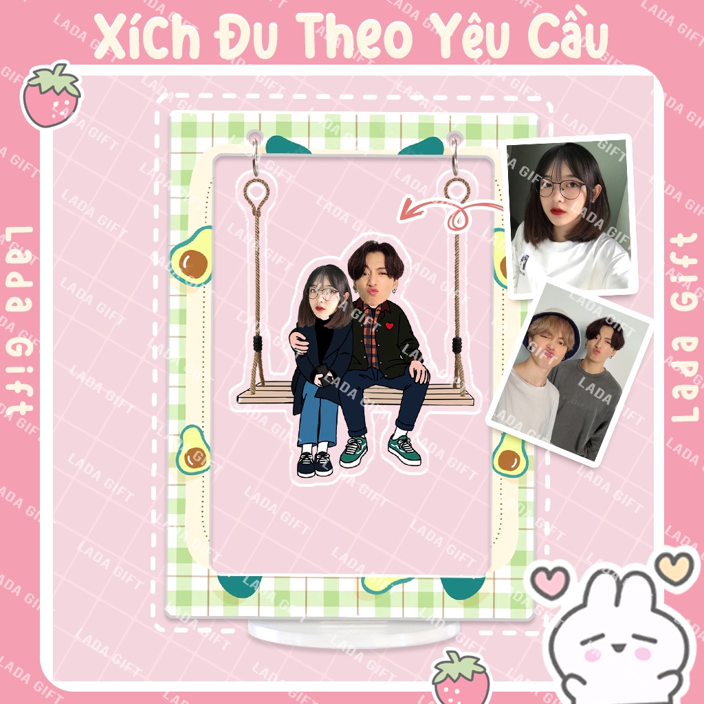 Xích đu standee in theo yêu cầu quà tặng cặp đôi có kèm hộp làm quà tặng