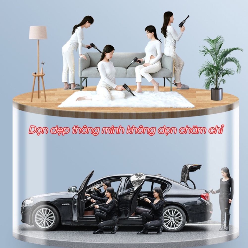 Máy hút bụi mini cầm tay sạc pin, máy hút bụi giường nệm, ô tô bàn làm việc đa năng, công suất 120w, bảo hành 1 tháng