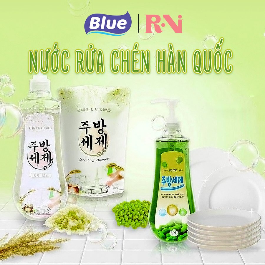 Nước Rửa Chén Blue Hàn Quốc - Hương Đậu Xanh, Hương Gạo - Bảo vệ da tay