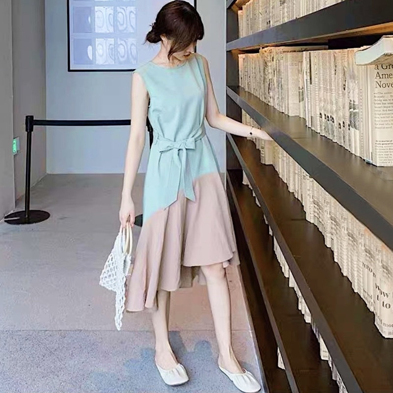 Đầm maxi đi biển mint đuôi cá phối kem xuongvnxk (kèm hình thật)