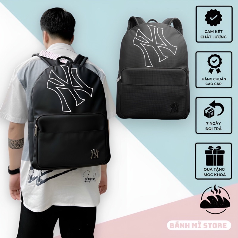 Balo MLB YANKESS LOGO NY Basic Backpack - Bánh Mì Store - Balo Đi Học Phong Cách Hàn Quốc Unisex Chất Liệu Polyester