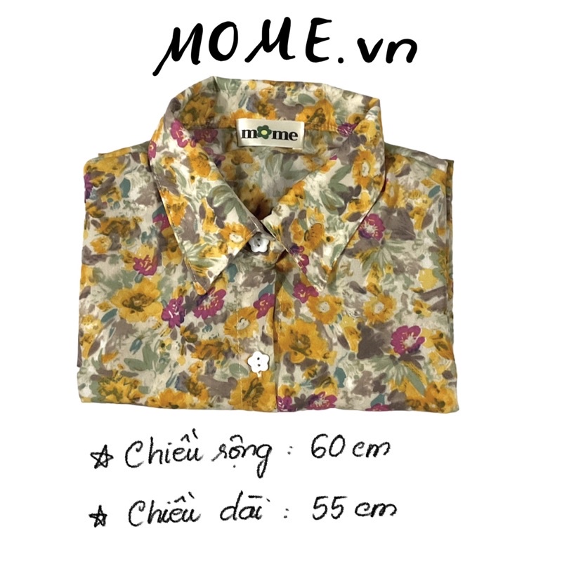 Sơ mi hoạ tiết Vintage tay ngắn ll 1 bên túi ll Dáng Croptop Oversized - MOME.VN