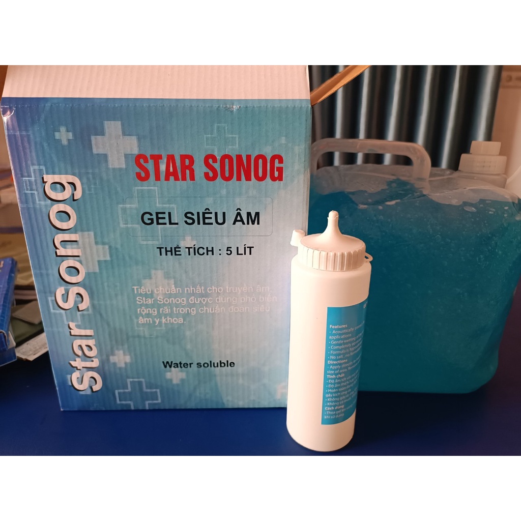 Gel Siêu Âm Star Sonog Dùng cho các loại máy siêu âm trị liệu (can 5 lít)