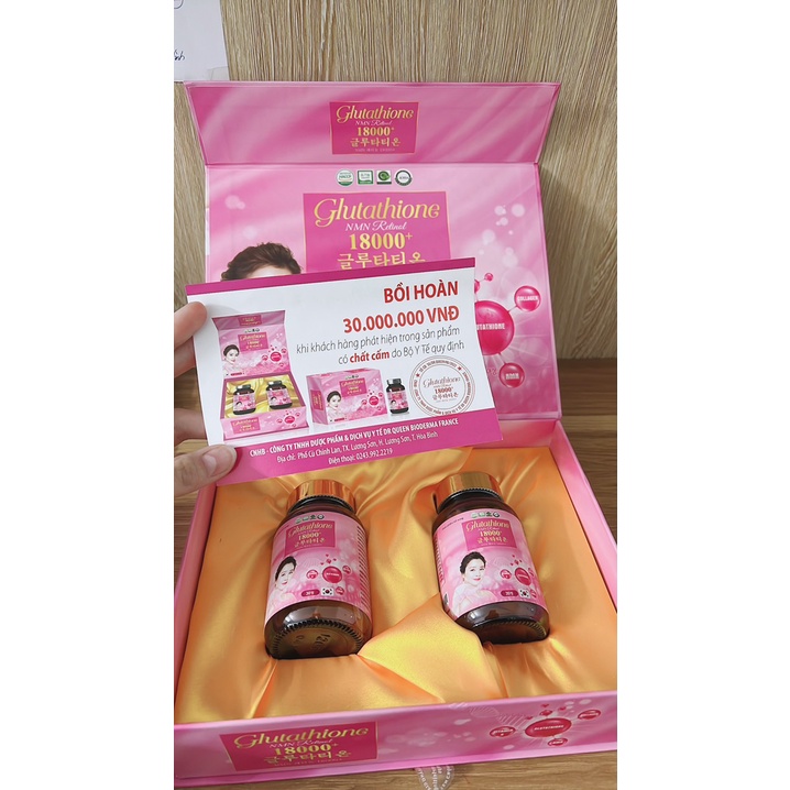 Trắng da GLUTATHIONE NMN Retinol 18000mg viên uống trắng da cấp tốc giảm nám mờ thâm nhăn căng bóng tăng sinh lý nữ