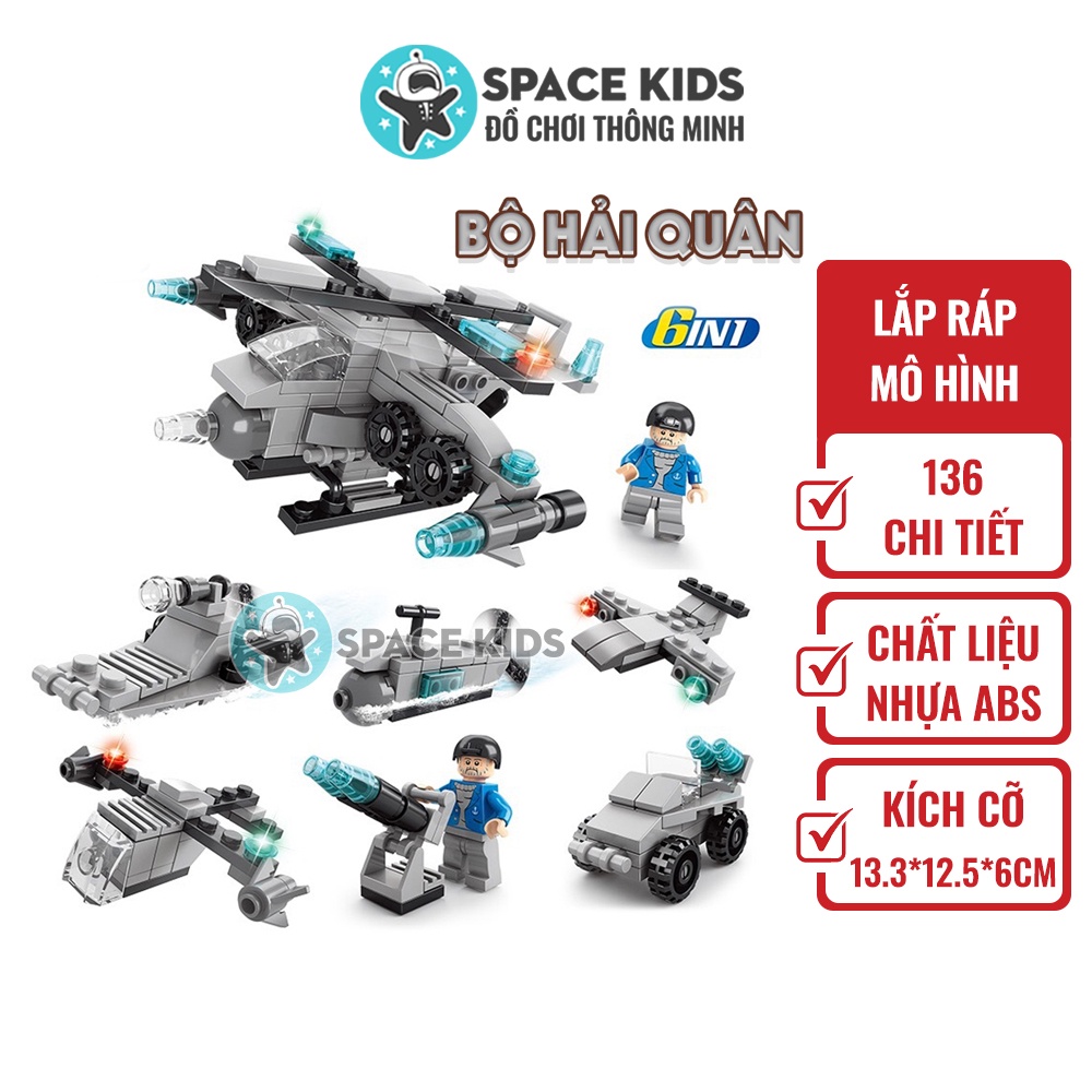 Đồ chơi mô hình lắp ráp 6 in 1 Máy bay 136 chi tiết, đồ chơi lắp ghép mô hình 3d giá rẻ