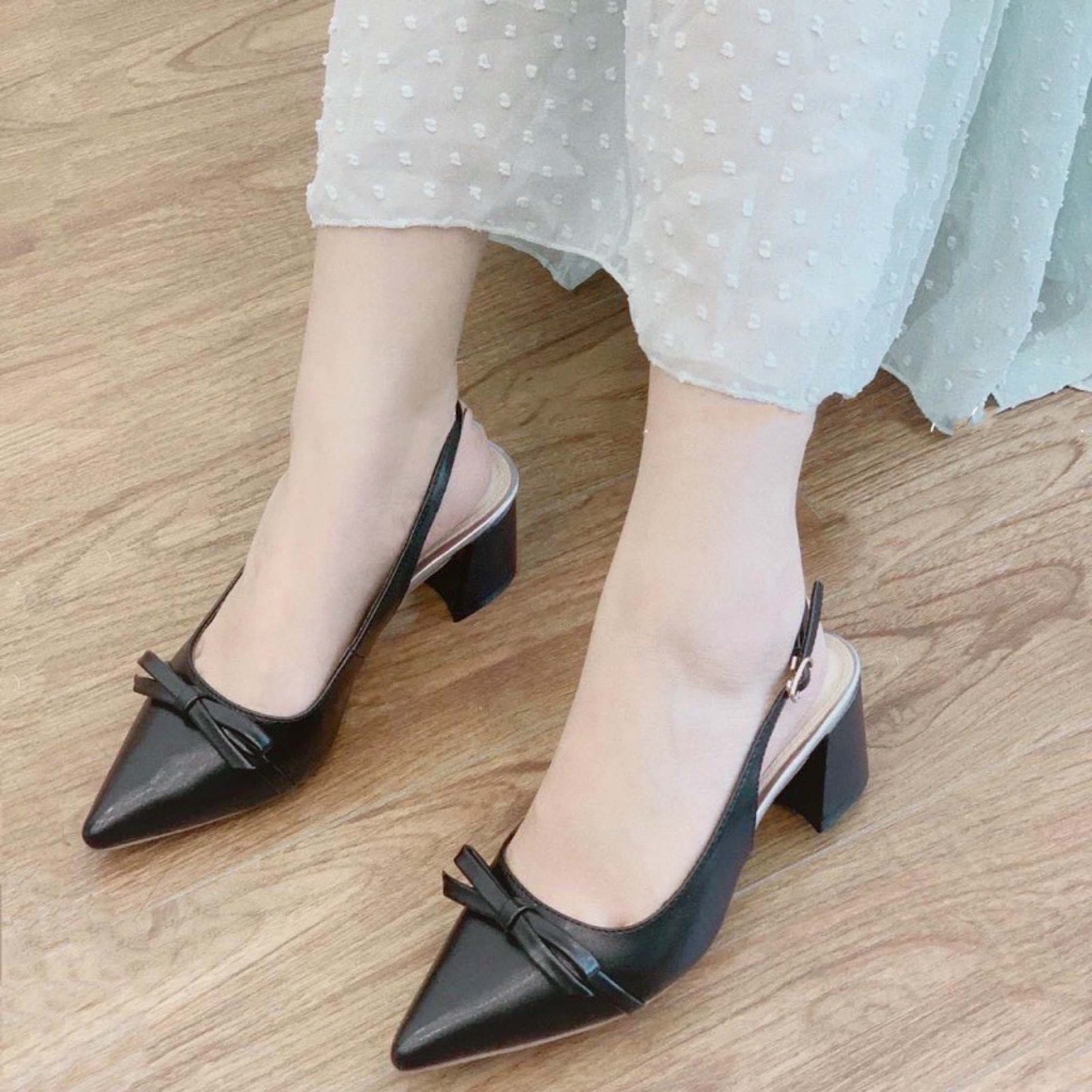 Giày búp bê màu trắng, đính nơ xinh xắn, cao 5p OCNHI18