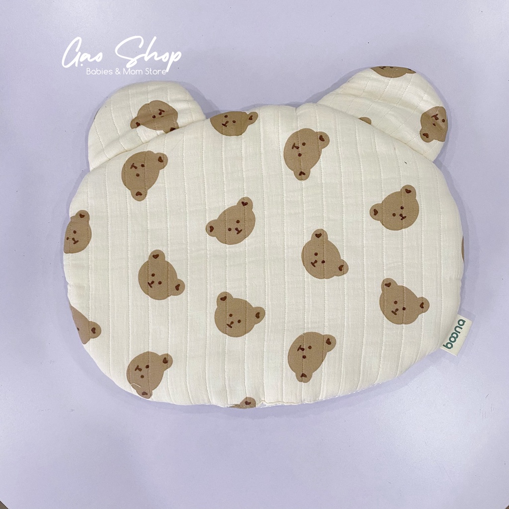 Gối Xô Muslin Boona Hình Gấu Thỏ Ruột Bông Organic Mềm Mịn Cho Bé Từ Sơ Sinh
