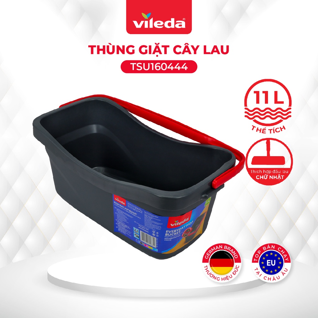 Thùng giặt cây lau nhà VILEDA dung tích 11L, phù hợp cây lau bản rộng, chữ nhật - TSU160444